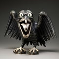 Ceramic Raven Figurine With Exaggerated Expressions By Ravi Zupa