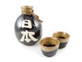 Ceramic Sake Bottle and Cups Royalty Free Stock Photo