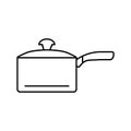 ceramic saucepan kitchen cookware line icon vector illustration