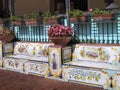 Ceramic Seats in Anacapri on the sland of Capri Italy Royalty Free Stock Photo