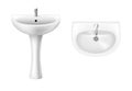 Ceramic sink front and top view. Restroom basin For washing hands. Classic white bathroom washbasin Royalty Free Stock Photo