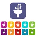 Ceramic sink icons set Royalty Free Stock Photo