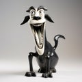 Ceramic Smurf Dog: Grotesque Satire In Black And White