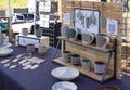 Ceramic tableware and decorative work at an outdoor market in Athens, Georgia