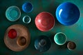 Ceramic tableware dishes plates on grungy Royalty Free Stock Photo