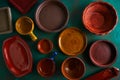 Ceramic tableware dishes plates on grungy Royalty Free Stock Photo