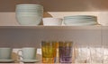 Ceramic Tableware Glass Shelf Royalty Free Stock Photo
