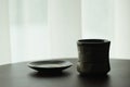 Ceramic tea cup set in oriental style with minimal composition Royalty Free Stock Photo