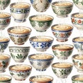 Ceramic Tea Cups with Floral Patterns Royalty Free Stock Photo