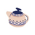 Ceramic tea pot design. Handmade ceramics, pottery. Hand-made teapot, kettle decorated with enamel and painted with