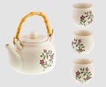 Ceramic tea set isolated on gray Royalty Free Stock Photo