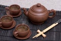 Ceramic teapot and cups Royalty Free Stock Photo