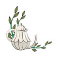 Ceramic teapot drink with leafs plant