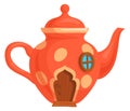 Ceramic teapot fairy house. Garden dwarf building