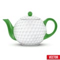 Ceramic Teapot In Golf Ball Style. Football Vector