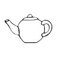 Ceramic teapot hand drawn vector