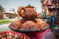 Teapot and tea bowl set in Samarkand Royalty Free Stock Photo
