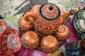 Teapot and tea bowls from Samarkand Royalty Free Stock Photo