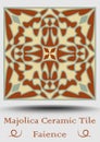 Ceramic tile in beige, olive green and red terracotta. Vintage ceramic majolica. Traditional pottery product. Traditional spanish Royalty Free Stock Photo