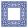 Ceramic tile border pattern. Islamic, indian, arabic motifs. Damask border seamless pattern. Porcelain ethnic bohemian background