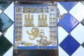 Ceramic tile with castles and lion, Casa Don Bosco, Ronda, MÃÂ¡laga, Andalusia Royalty Free Stock Photo