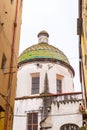 Ceramic tile covered dome of a church at Via Tribunali in Naples, Italy Royalty Free Stock Photo