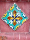 Ceramic tile decor on the wall of Church of the Epiphany in Yaroslavl, Russia Royalty Free Stock Photo