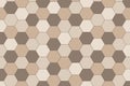 Ceramic tile hexagonal wall or floor decoration, beige mosaic brick seamless pattern for background. Royalty Free Stock Photo