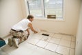 Ceramic tile installer Royalty Free Stock Photo