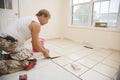 Ceramic tile installer Royalty Free Stock Photo