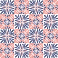 Ceramic tile mosaic, Violet pink lilac pastel color ornate seamless pattern Royalty Free Stock Photo