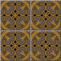 Ceramic tile pattern aboriginal round check cross frame line Royalty Free Stock Photo