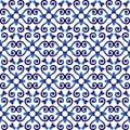 Ceramic tile pattern. Islamic, indian, arabic motifs. Damask seamless pattern. Porcelain ethnic bohemian background. Abstract