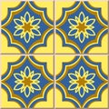 Ceramic tile pattern 339 oriental golden blue curve cross flower