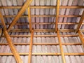 Ceramic tile roof with wooden rafters and purlins Royalty Free Stock Photo