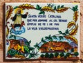Ceramic tile of Saint Catherine of Palma on the house wall Royalty Free Stock Photo