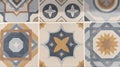 Ceramic tiles in retro style Seamless colorful patchwork from Azulejo tile decor hand drawn background Royalty Free Stock Photo