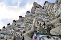 Ceramic tiles and statues detail of Wat Arun, Bangkok