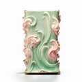 Elegantly Decorated Porcelain Vase In Pink And Green