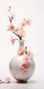 Elegant Pink Cherry Blossom Vase - Uhd Image With Meticulous Attention To Detail Royalty Free Stock Photo