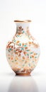 Delicate Flora Depictions On White Vase With Gold Zardosia