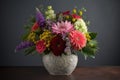 ceramic vase with mixed flower arrangement