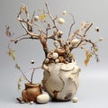 Surrealistic Clay Vase: Organic Chaos And Naturalistic Portraits