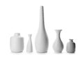 Ceramic vases on white background