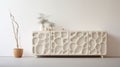 Organic Abstractism: White Sideboard With Layered Design