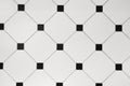 Ceramic white octagon with tessellation black tiles background