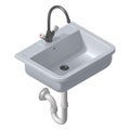 Ceramic white sink for the kitchen. Vector isometric illustration.