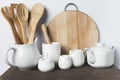 Ceramic and wooden cookware Royalty Free Stock Photo