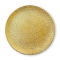 Ceramics decorative plates, Gold plate with rough pattern, View from above isolated on white background with clipping path