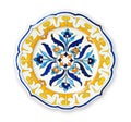 Ceramics decorative plates, Islamic plate with mandala pattern, View from above isolated on white background with clipping path